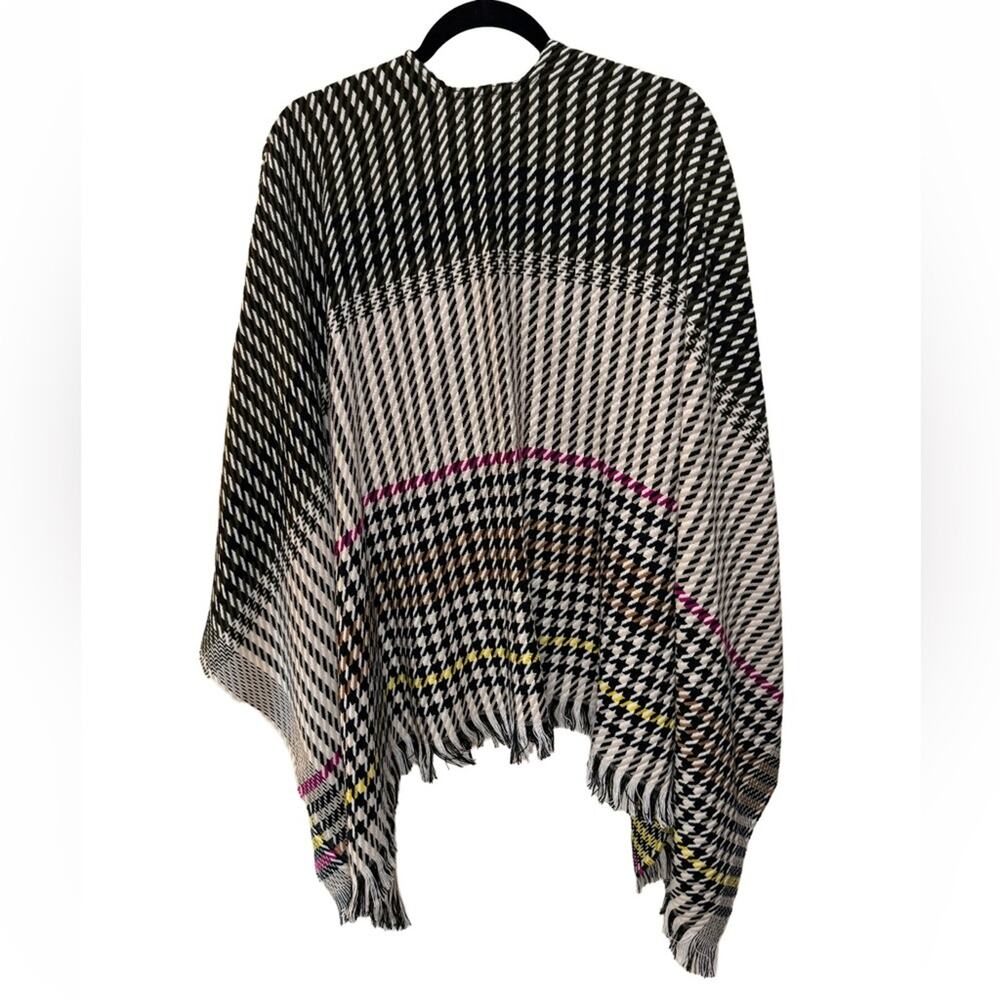 MAJE Emilie Houndstooth Print Cape Shawl Wrap OS - Picture 5 of 7